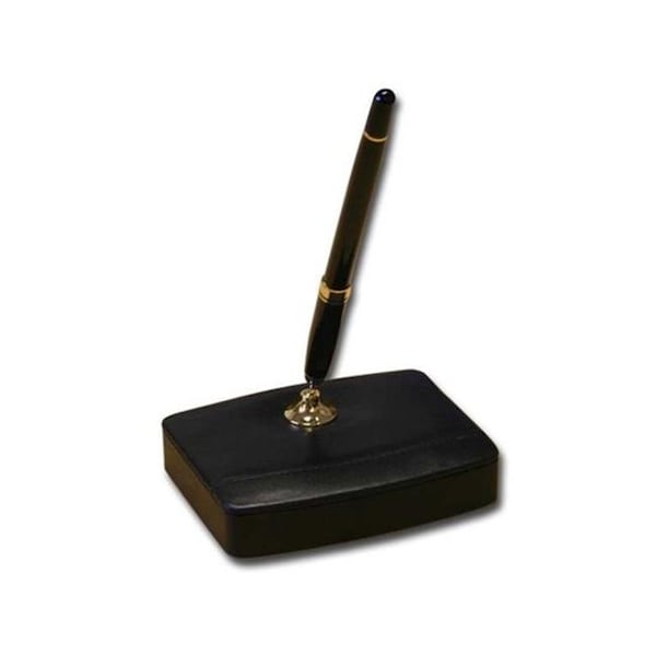 Dacasso Dacasso A1025 Black Leather Single Pen Stand - gold trim A1025 - main